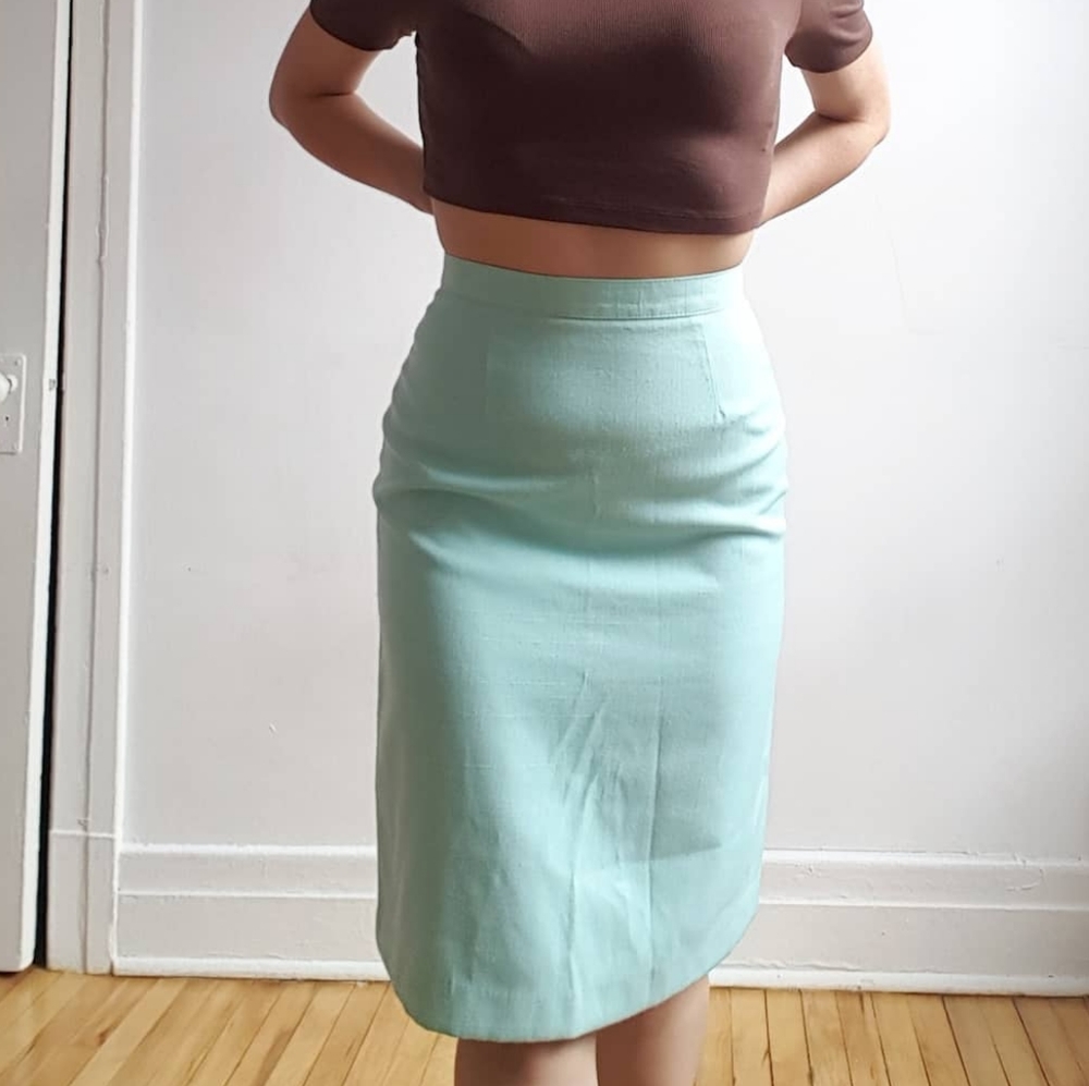 Vintage Aqua midi pencil skirt